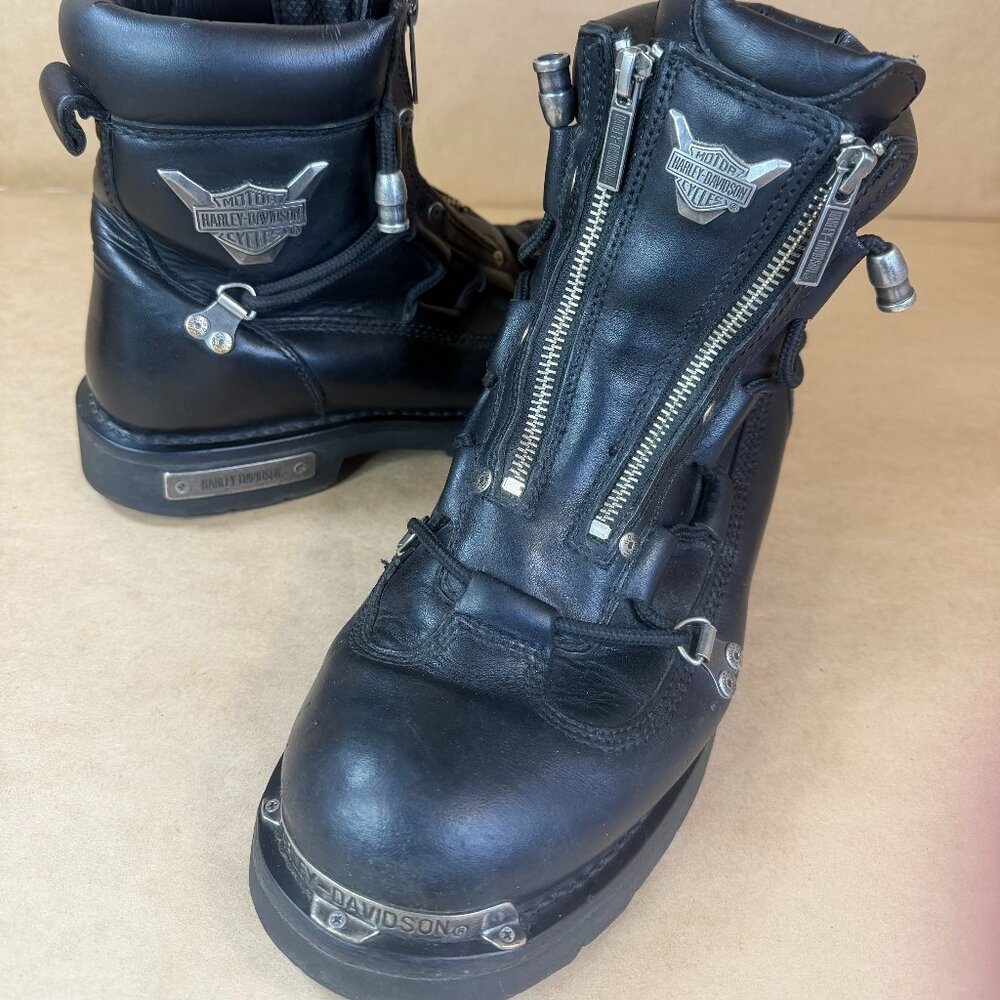 Harley-Davidson Men's Brake Light Black Leather Motorcycle Boots Sz. 9